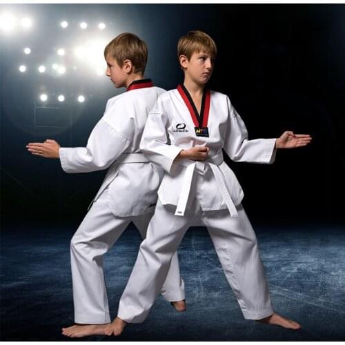 Child adult taekwondo uniform suit WTF dobok karate kick boxing MMA Martial art training clothes dobok cotton