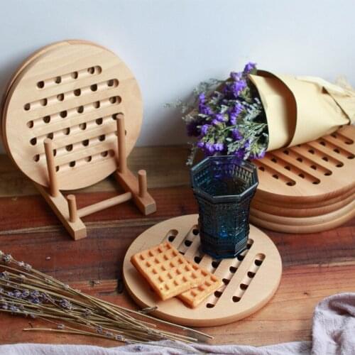 Creative Wooden Cup Coasters Hot Resistant Mats Eco-Friendly Natural Wood Pots Mat Bowl Pad Japan Style Placemat