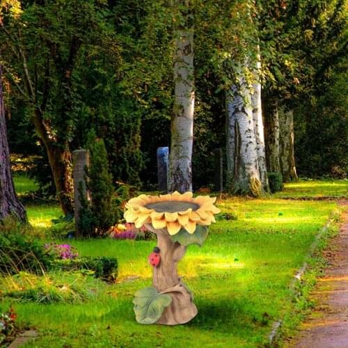 Hot Sunflower Bird Bath Garden Decoration Outdoor Yard Lawn Decor Art Ornaments