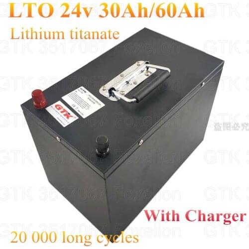 LTO 24v 60Ah 30AH lithium titanate Battery Pack 24v 50ah LTO cells for Solar super Fast charge long life cycle + 10A charger