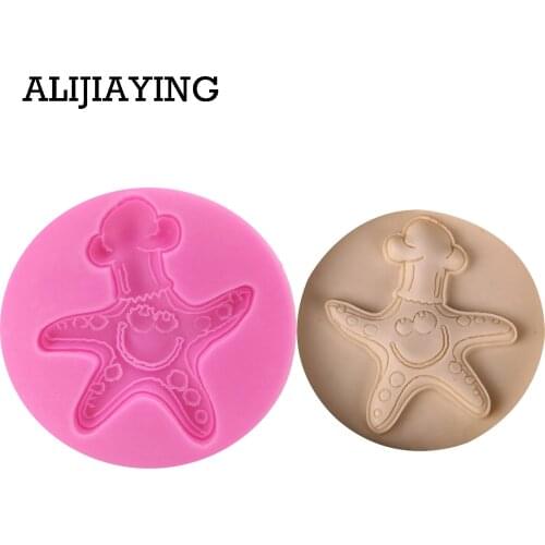 M0428 1Pcs Sea Starfish Silicone Mold Sugarcraft Fondant Cake Decorating Tools Gumpaste Chocolate Candy Soap Clay Molds