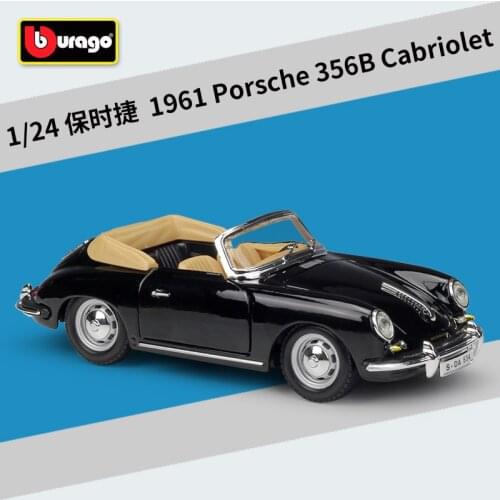 Bburago 1:24 Porsche 1961 356B Cabriolet Blue roadster convertible simulation alloy car model Collect gifts toy