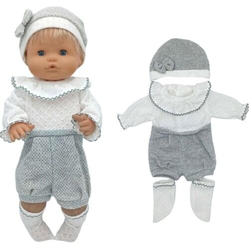 Reborn Baby Doll Boy Clothes Grey Rompers Sock Hat For 40 Cm Nenuco Doll Clothing Ropa Y Su Hermanita Toys Wears