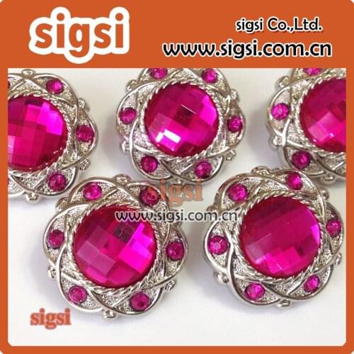 Bran-new on sale pink flower crystal acrylic rhinestone button for garniture