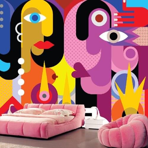 Custom papel DE parede infantil, cartoon abstract woman murals for children room living room TV wall waterproof wallpaper