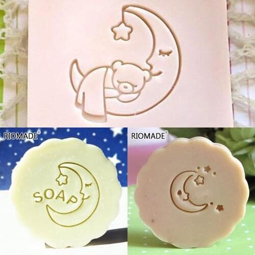 Moon Pattern Handmade Soap Making Stamp Mold Clear Diy Soap Seal With Handle Transparent Acrylic Chapters Custom