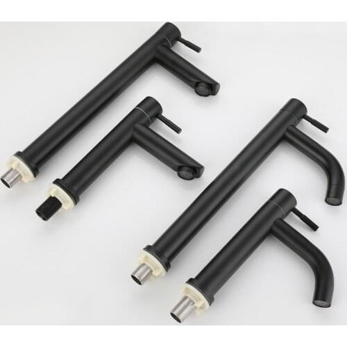 Bathroom Basin Faucets Single Cold Bathroom Sink Faucets Black 304 Stainless Steel Single Handle Washbasin Tap