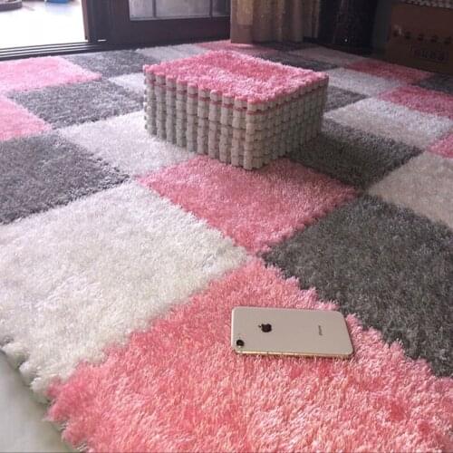 Stitched suede net red carpet jigsaw foam floor mat bedroom full floor mat