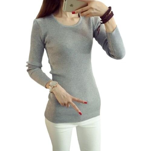 Sweaters Women Spring Fall Winter New Pull Long Slim Package Hip Jumper Wild Bottoming Sweater Female Vestidos LXJ027