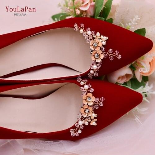 TOPQUEEN X48 2Pcs Elegant Pearl Shoes Clips Flower Dress Hat Wedding Party High Heel Decoration Fashion Bridal Shoes Buckle