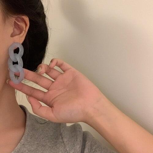 Three-color Twisted Chain Acrylic Fruit Jelly Earrings 2020 New Korean Fashion Earrings Pink Blue Orange Chain Eardrop