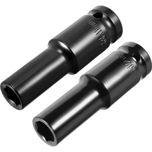 Uxcell 1Pcs 1/2-inch Drive 15/16/17/18/19/21/22/24/27mm Hex 6-Point Deep Impact Socket, Cr-V Steel Black Repair