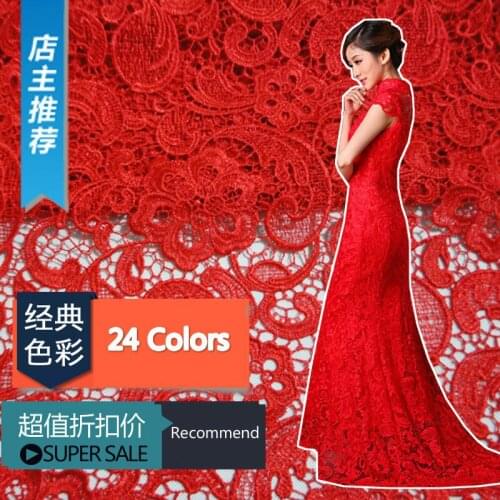 High-end 35 color water soluble lace fabric flower embroidery three-dimensional clothes accessories diy cloth fabric 120cm