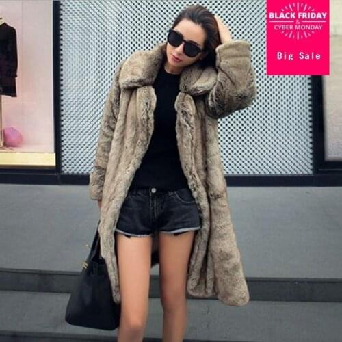 M-6XL Winter Fashion Women Long Section Faux Mink Fur Overcoats coat Female stitching Fur Coats Plus Size Casual Outwear L1437