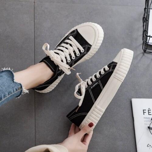 QWEDF Canvas Shoes Woman Spring New Fashion Women Shoes Casual Flats Solid Canvas Classic Solid Color Women Casual Shoes XC-68