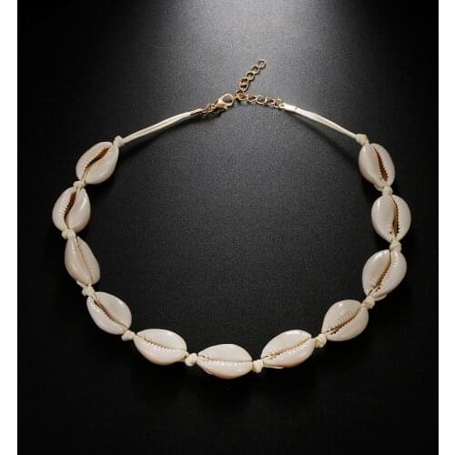 Fashion Natural Summer Beach Shell Choker Rope Chain Necklace Simple Bohemian Seashell Necklace for Women Girls Jewelry Gift