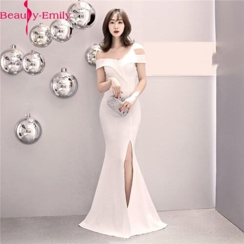 2019 Sexy Off the Shoulder Boat Neck Mermaid Evening Dress Long Simple Sleeveless Lace Up Formal Dress with High Side Split