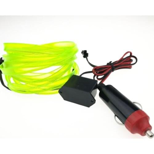 1M 3FT 8mm Sewing Edge Neon Light Car Decor Lighting Flexible EL Wire Rope Tube LED Strip Car 12V Cigarette Lighter Socket Plug