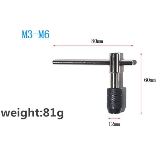 1PCS M3-M6 Ratchet Tap Wrench T-Type Tap Handle Reversible T-Handle Tapping Threading Tools Tap Holder Hand Tool