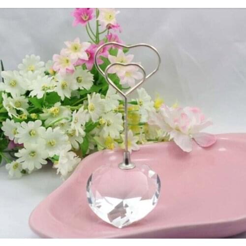 10pcs Crystal Heart Stand Name Number Table Place Card Holder For Wedding Party Anniversary Holiday Venue Decoration