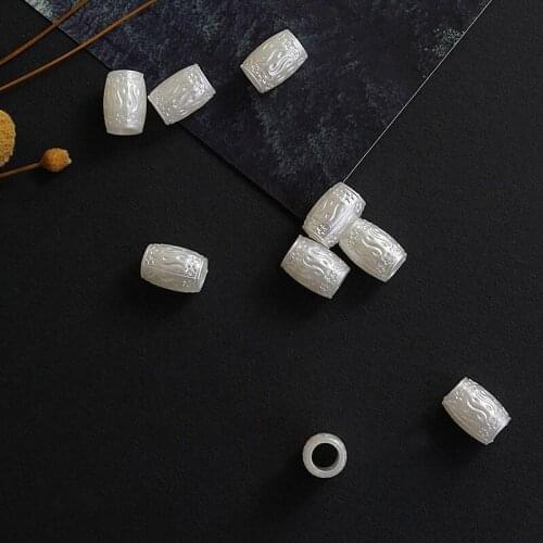 100pcs/pack fake pearl tube shape beads with hole DIY jewelry fittings garment rope belt beads garment hat dress accessory
