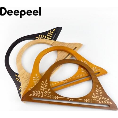 Deepeel 2pcs 13.5*25cm Wooden Bag Purse Handle Carved Kiss Clasp Clutch Decoration Buckle Frame DIY Fashion Handmade Accessories