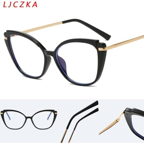 2021 Office Anti Blue Light Oversized Cat Eye Computer Glasses Women Oversized Blue Blocking Gaming Famale Eyeglasses Frame