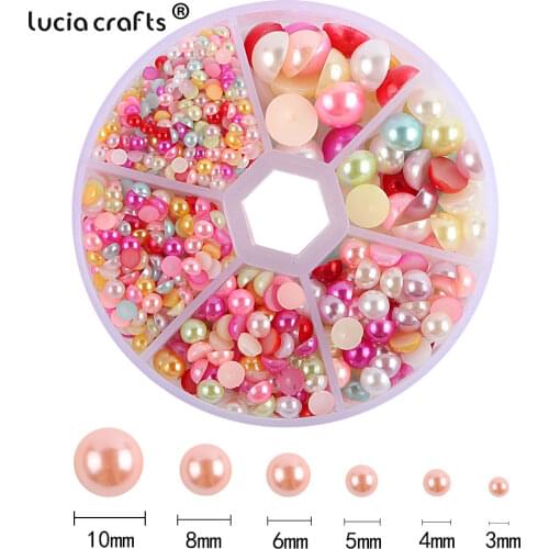 3/4/5/6/8/10 855pcs Colorful Half Round Imitation Pearls Beads Rhinestones Beads Nail Art Crafts DIY Craft Decoration F1038