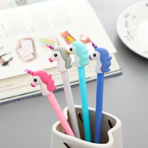 4 Patterns Cartoon Unicorn Gel Pen Kawaii Stationery Cute Pen Black Ink School Office Supply