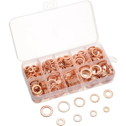 400Pcs Copper Sealing Solid Gasket Washer Sump Plug Oil For Boat Crush Flat Seal Ring Tool Hardware Accessories Pack