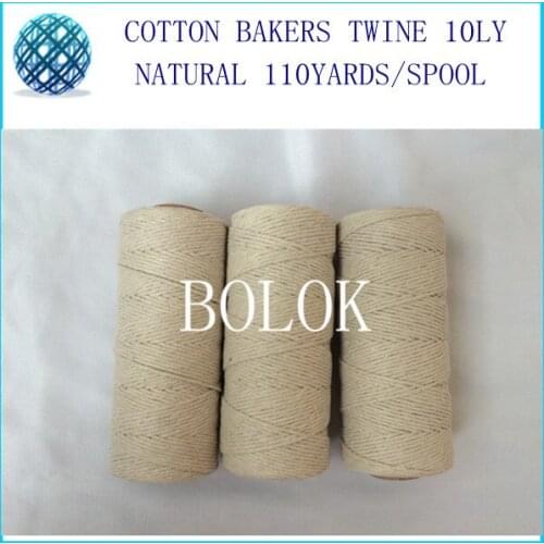 5pcs/lot 100% natural color Cotton Baker twine,solid natural color twine for all kinds packing such as food, sugar, meat