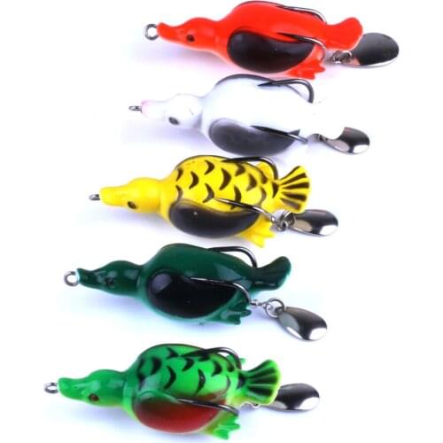 5pcs Bird Frog Fishing Lures Soft Baits 5cm 12.8g With Blade Spinnerbaits Sneakhead Fishing Baits Pesca Fishing Tackles