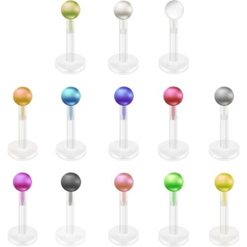 5 Pcs Transparent invisible pearl effect Acrylic Bar Tragus Stud Earring Lip Piercing Ring Body Sexy Body Jewelry Accessories