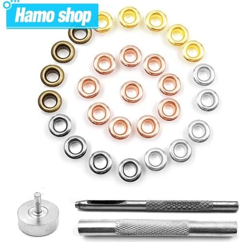 50pcs 4mm Hole Metal Eyelets Grommets with Washer Set Tool Punch Diy Leathercraft Accessories Shoes Belt Cap Bag Tags Clothes