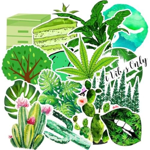 50pcs/pack Classic Fashion Style Green Little Fresh Graffiti Stickers For Moto Car & Suitcase Cool Stickers Skateboard Sticker