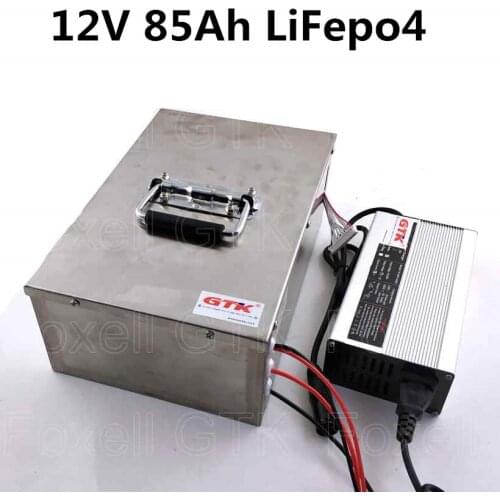 12V 85Ah 80Ah LiFepo4 battery pack rechargeable for solar energy storage UPS power supply RV caravans autocaravanas+10A charger