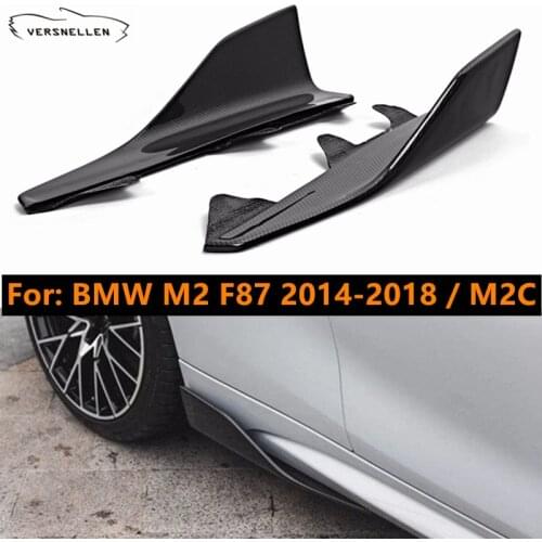 2pcs Real Carbon Fiber Side Skirt Winglets For BMW M2 F87 2014-2018 M2C M2 Competition 2019 Body Bumper Side Splitters Cupwings
