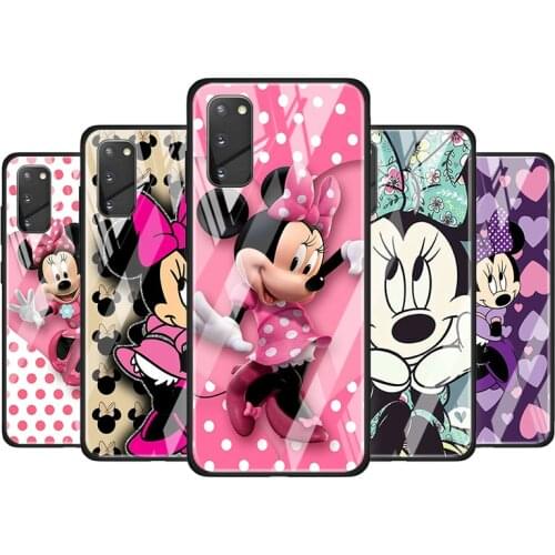Disney Minnie Mouse Tempered Glass Cover For Samsung Galaxy S20 S10 S9 S8 S10E FE Ultra Plus Lite Phone Case