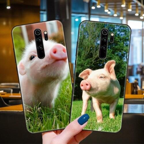 Phone Case For Xiaomi Redmi 7 7A 8 8A Note 8T 9 Pro 4 5 9S Black Cover Funda Fashion Prime 3D Etui Soft Shell Tpu Mini Pet Pig