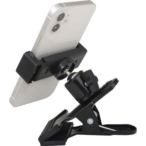 Clip-on Phone Holder Musical Instrument Phone Mount Stand with 360 Degree Rotatable Ball Head for Bass Guitar Head