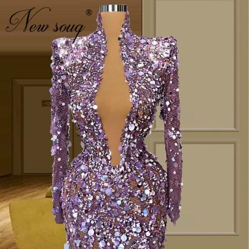 Beading Purple Evening Dresses Newest Dubai Arabic Formal Party Night Gowns Vestido De Festa 2021 Celebrity Gowns Prom Dress