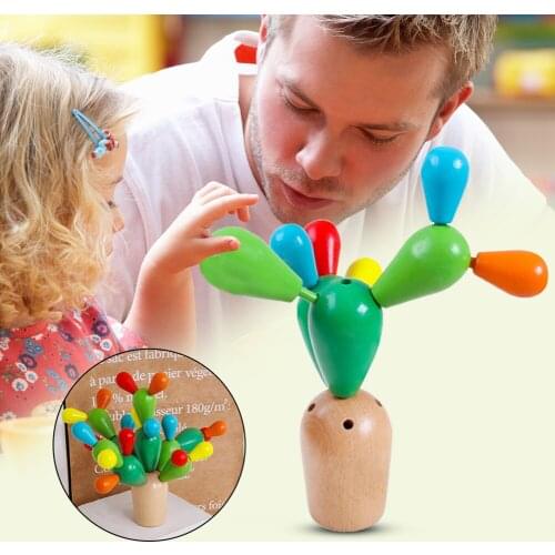 Intelligent Cactus Building Block Children Color Cognition Creative Thinking Multifunctional Assembly Bead Toy