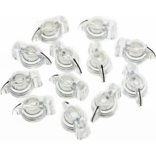 KAISH Pack of 12 Brass Insert Guitar Chicken Head Knob AMP Effect pointer Knob Clear