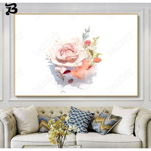 Canvas Painting Wall Art Nordic Modern Pink Rose Minimalist Flowers Plants Canvas Posters Pritns for Bedroom Home Decoration