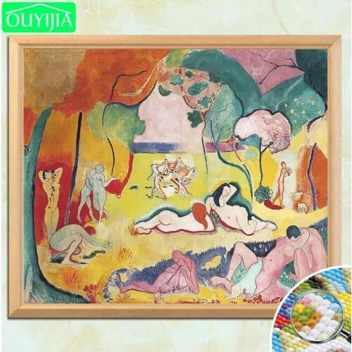 Painter Matisse Famous Painting "Le bonheur de vivre" 5D DIY Diamond Painting Full Square Diamond Embroidery Rhinestones Picture