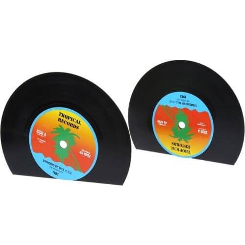 2pcs Creative Record Shape Bookends Shelves Organizer Desktop Holder Stand Retro