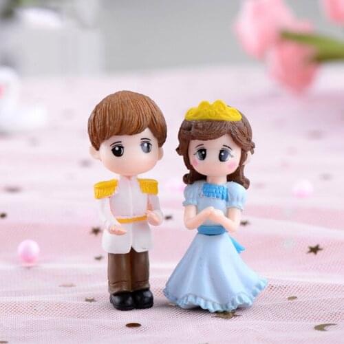 4PCS Prince Princess Doll Mini Figures Lovers Miniatures Garden Fairy Figurine Decoration Resin Ornaments Home Christmas Gift