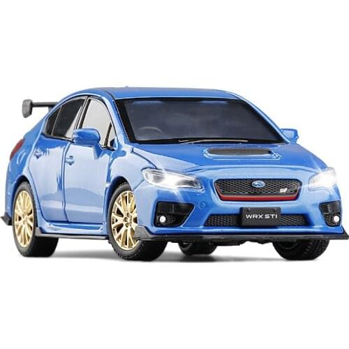 1:32 Scale 2016 Subaru STI Supercar Alloy Diecast Car Model With Light for Children Decoration Toys V328