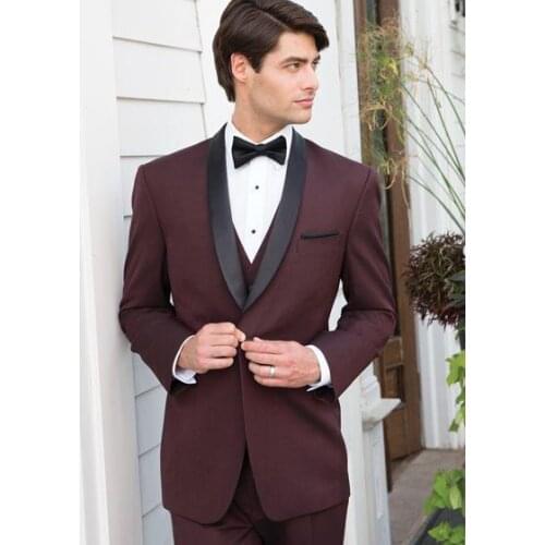 2018 Custom Burgundy Suit Men Wedding Suits for Men Jacket Slim Fit 3 Piece Prom Tuxedo Tailored Groom Blazer Terno Masculino