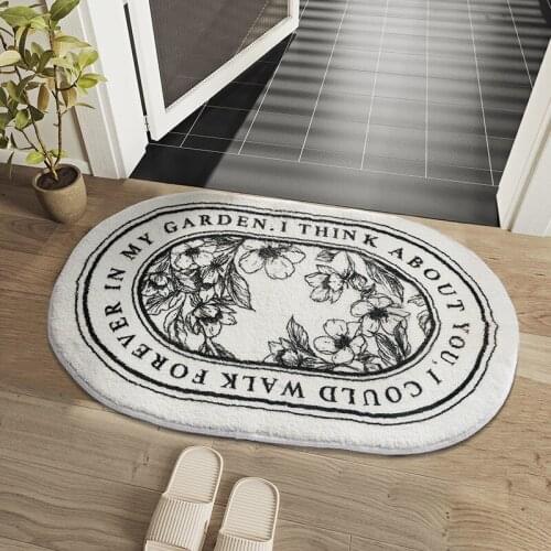 Nordic Soft Fluffy Semicircle Carpet Letter Bathroom Rug Message Black White Floor Anti Slip Pad Bathmat Doormat Home Room Decor